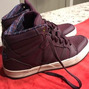 Hi-Top adidas! Worn ONCE!!! Purple with plaid